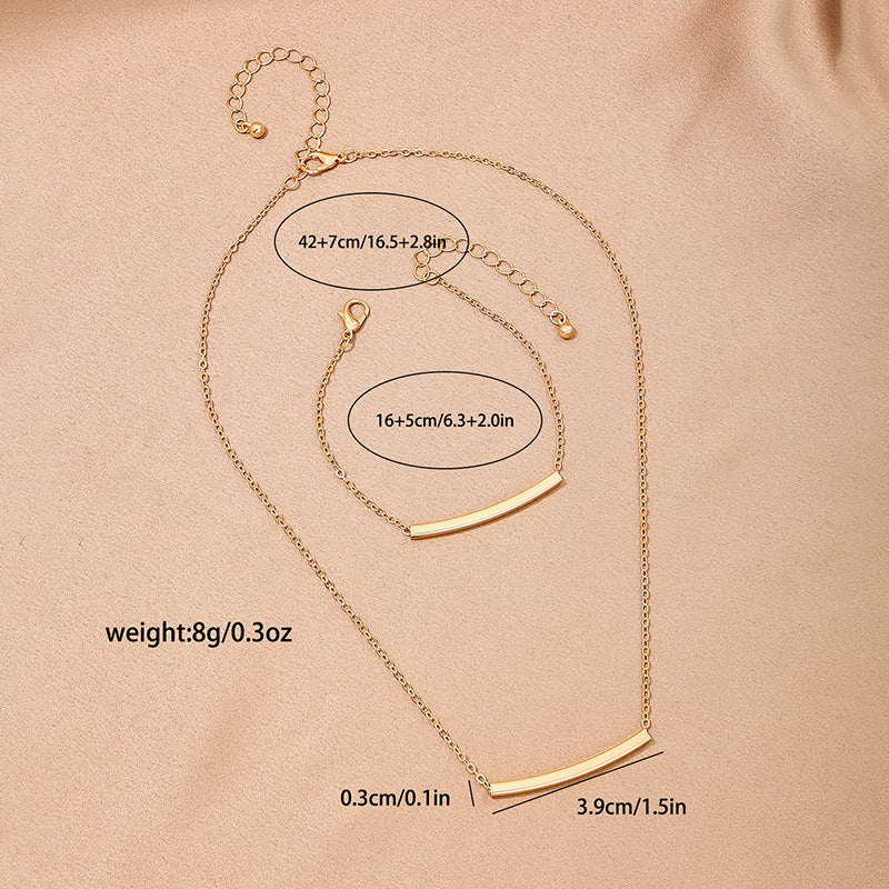 Elegant Metal Summer Jewelry Set with Minimalist One Line Necklace and Bracelet