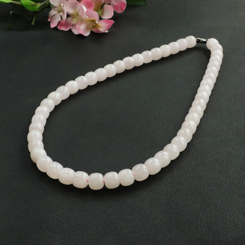Natural Hetian Jade Necklace Lotus Root Powder Bead Chain Jade