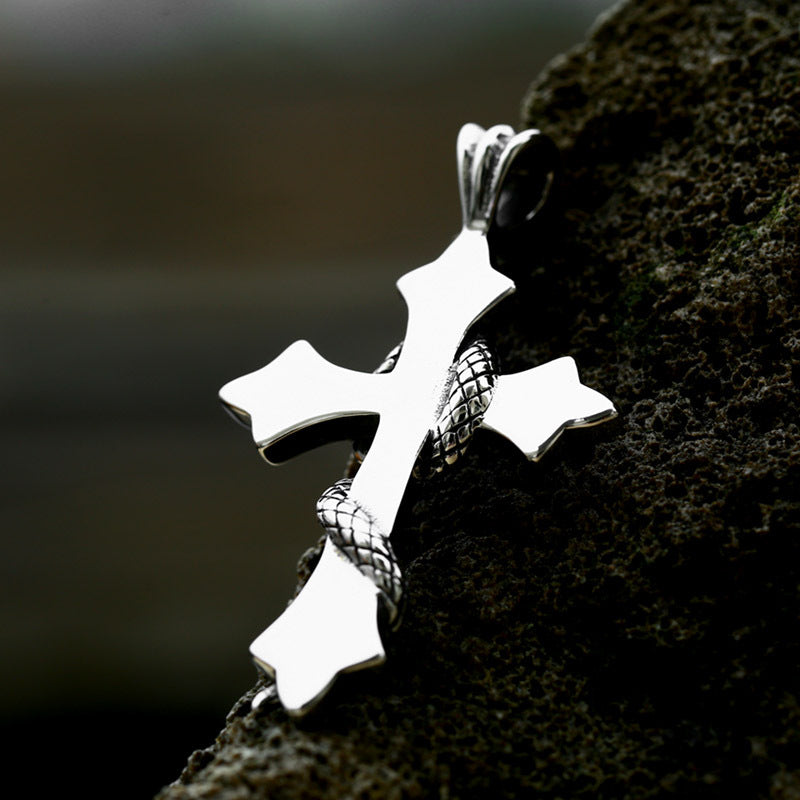 Gothic Titanium Steel Double Skeleton Pendant with Retro Punk Hip Hop Style for Men