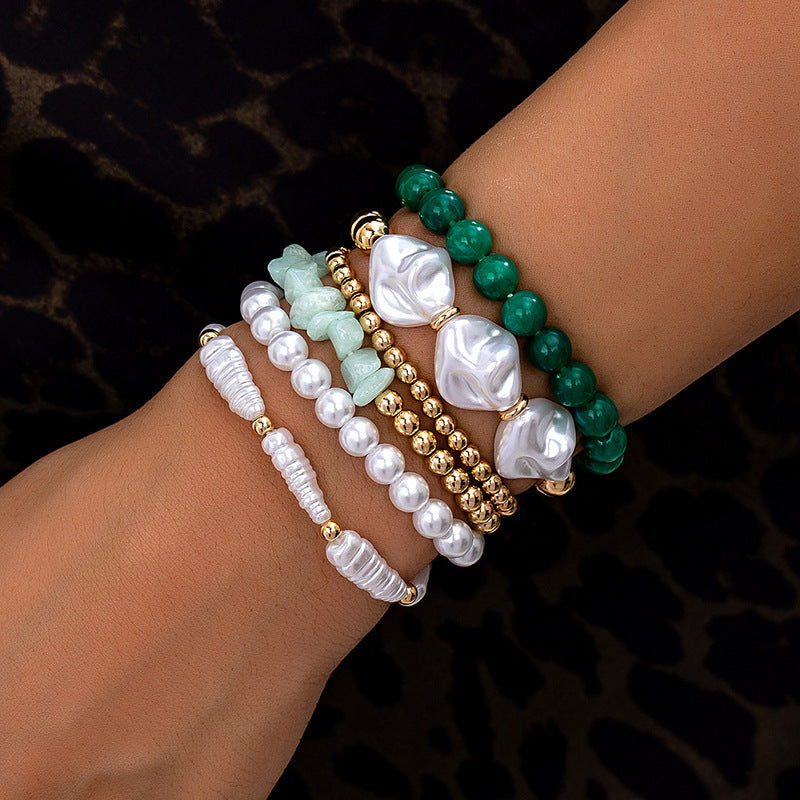 Planderful Vienna Verve Bracelet Set – Elegant Imitation Pearl and Glass Beads