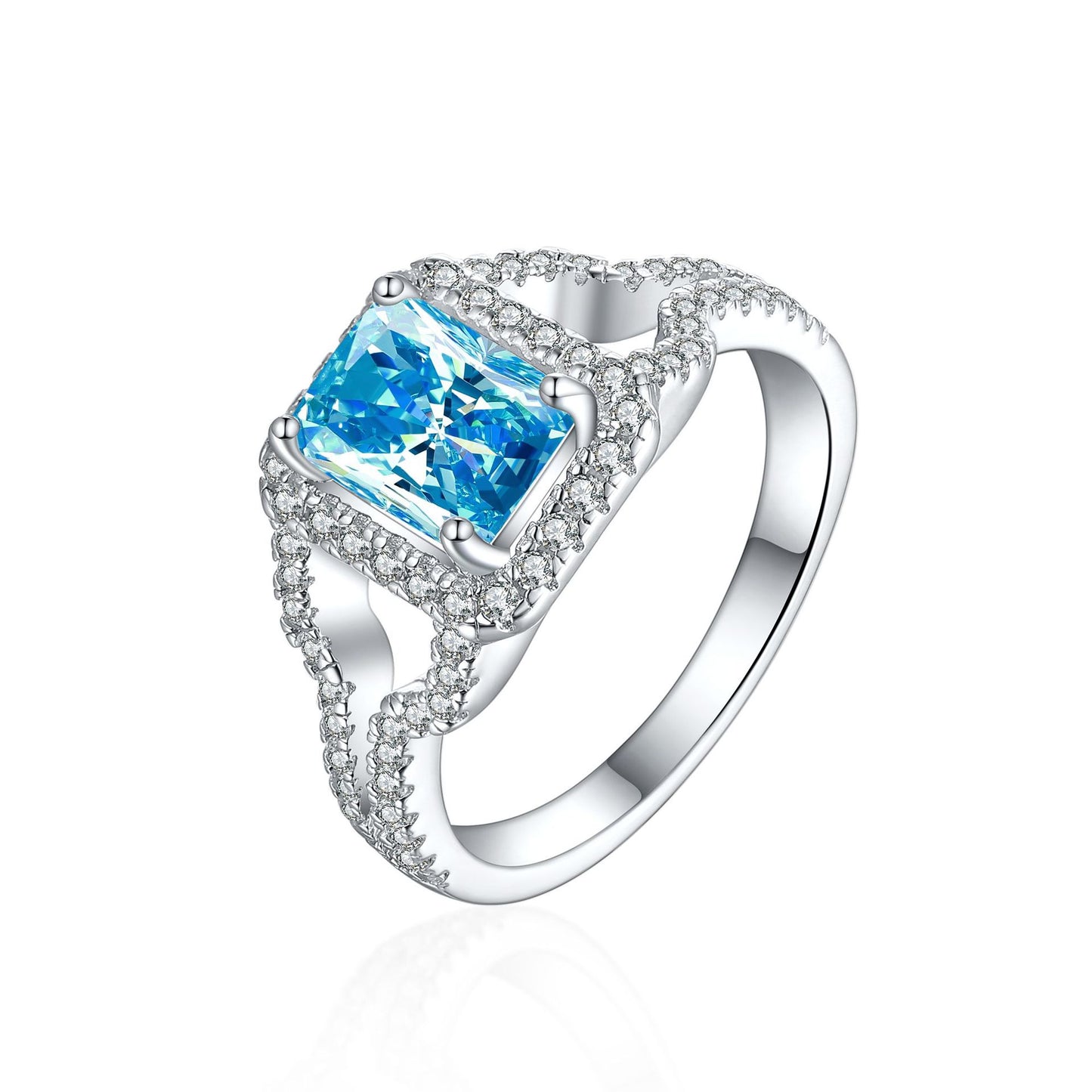 High-End Sterling Silver 1.5ct Colored Treasure Ice Flower Ring