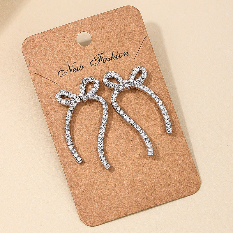 Luxurious Tassel Bow Earrings with Metal Needles