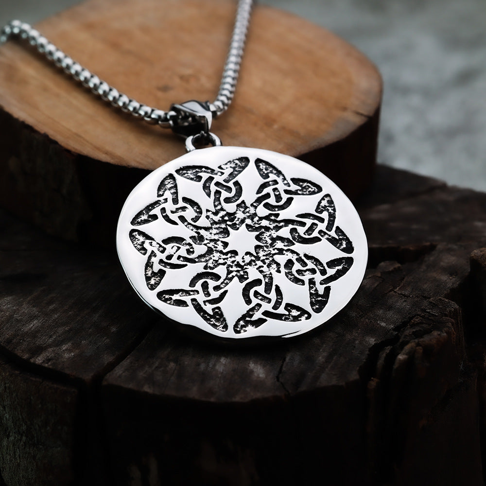 Nordic Vintage Stainless Steel Men's Viking Double Wolf Necklace