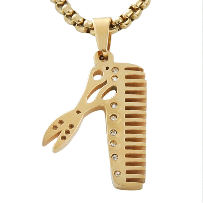 New Jewelry Titanium Steel Scissors Pendant Retro Necklace