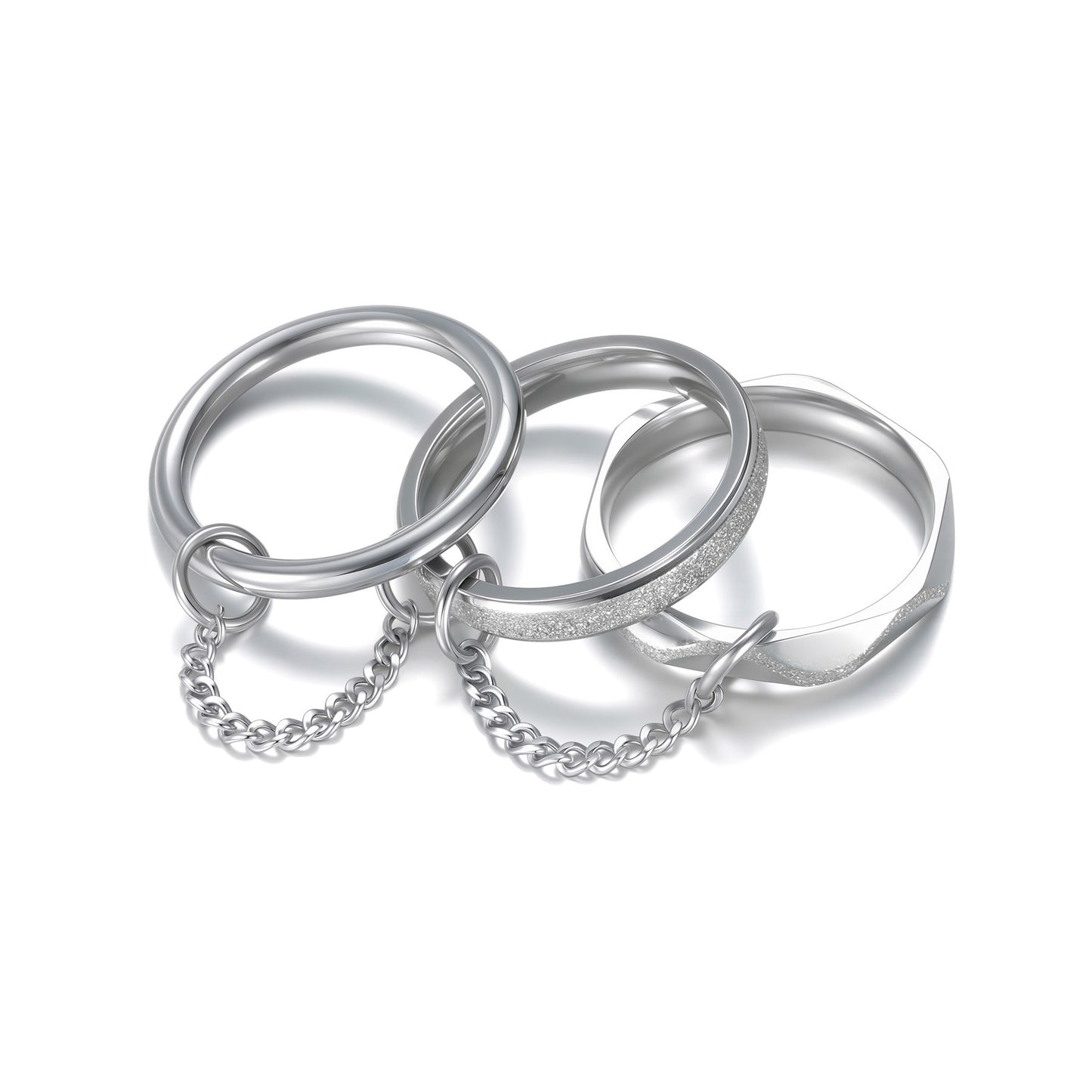 Planderful Stainless Steel Stacked Ring Unisex Jewelry