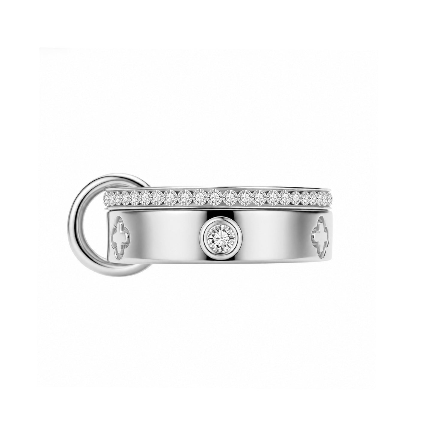 Planderful Interlocking Zircon Ring Stainless Steel Couple Ring Gold And Silver Two Tone Unisex Everyday Genie