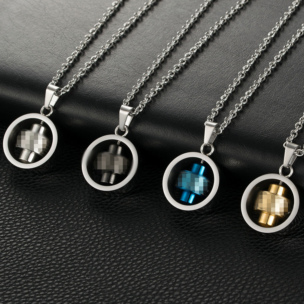 Steel Necklace – Statement Rotatable Scripture Pendant