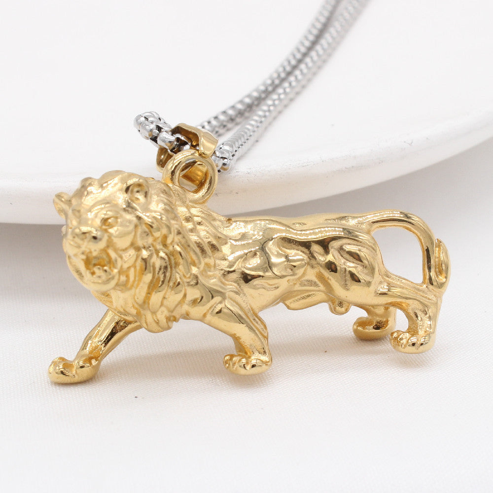 Personalized Men's Titanium Steel Lion Pendant - European and American Fashion Jewelry Wholesale