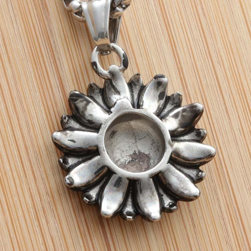 Personalized Titanium Steel Chrysanthemum Pendant Necklace for Men - Retro Punk Style by Planderful