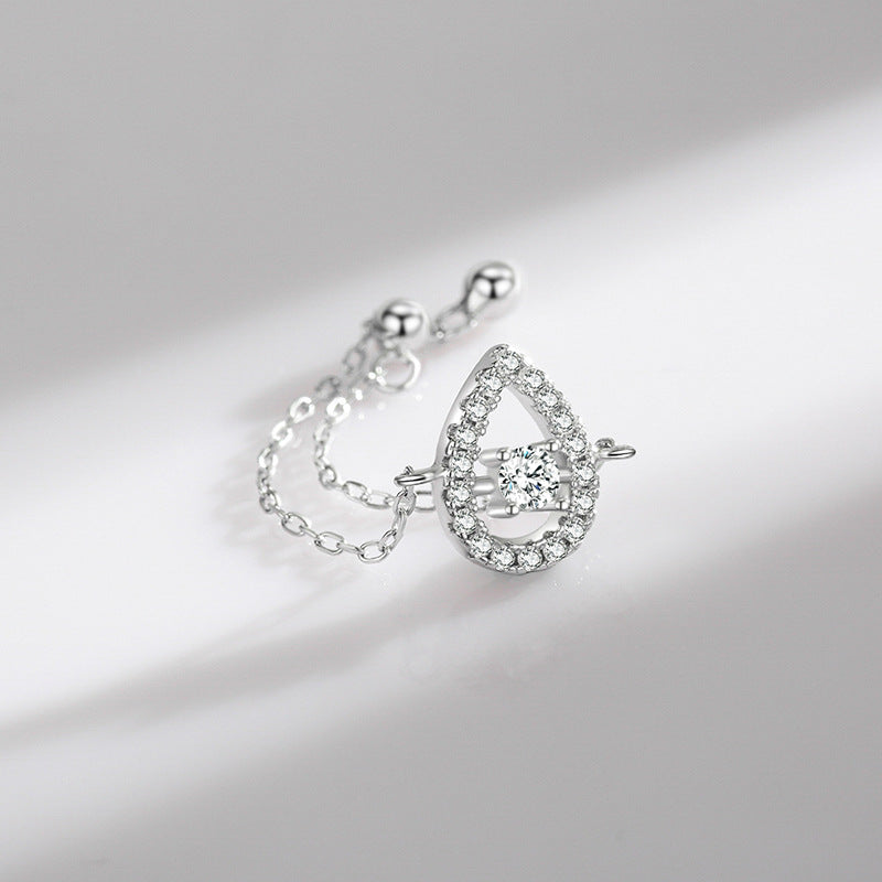 S925 Sterling Silver Adjustable Zircon Ring for Women, Fashionable and Elegant Dual-Use Statement Ring