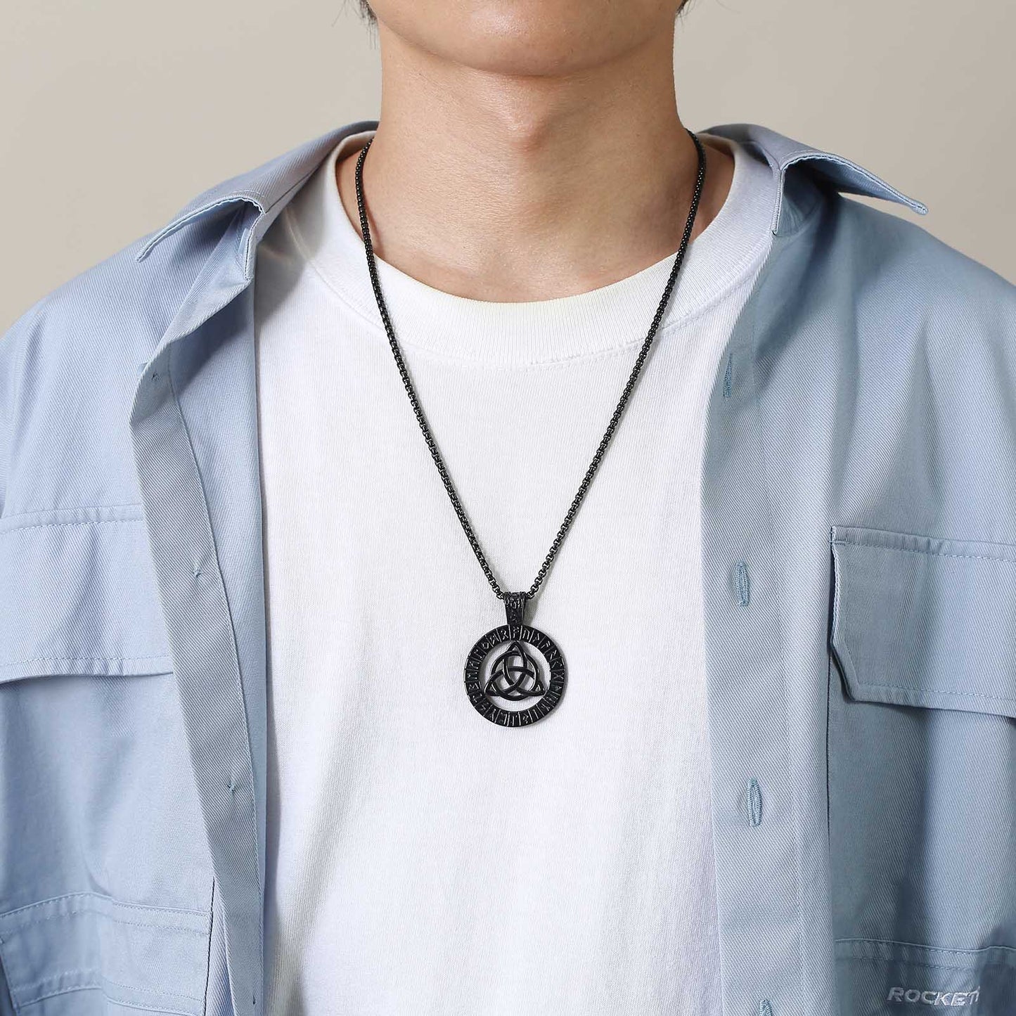 Titanium Steel Fashion Pendant Stainless Steel Viking Luenwen Celtic Knot Pendant Black Men's for Men