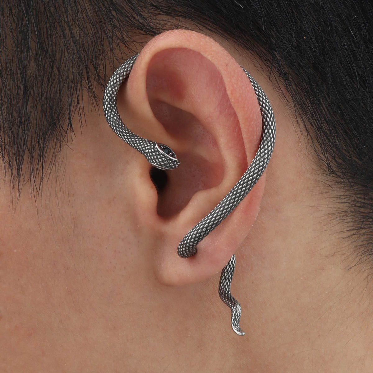 Snake Stainless Steel Earring — Left Ear