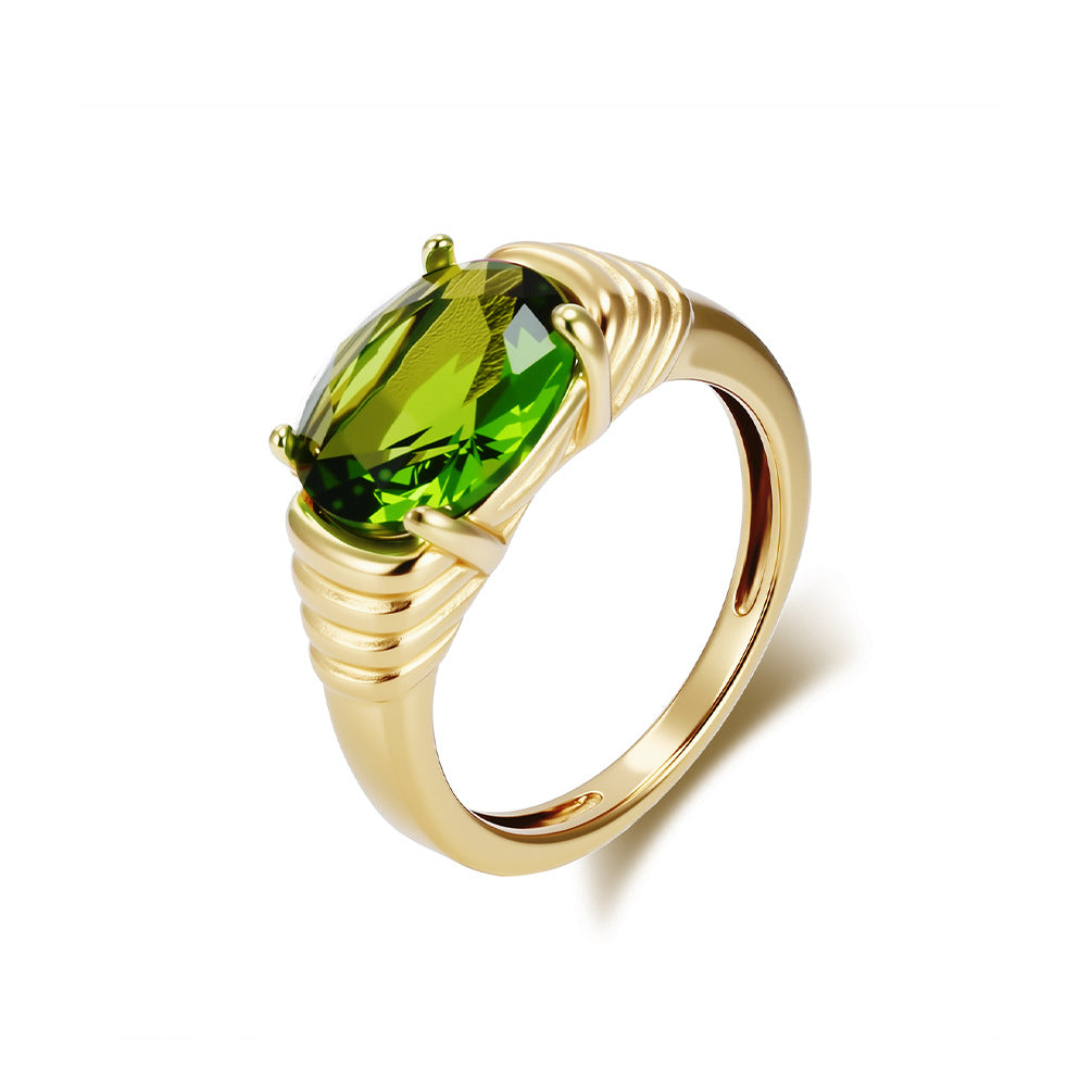 Planderful Zircon Ring Titanium Steel Gold Plated Elegant Light Luxury Jewelry For Women