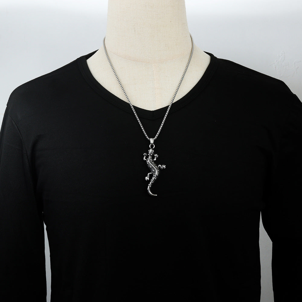 European And American Stainless Steel Gecko Pendant Necklace