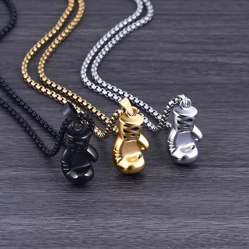 Planderful Boxing Glove Necklace Unisex Stainless Steel Pendant Bold Vintage Gift For Him And Her