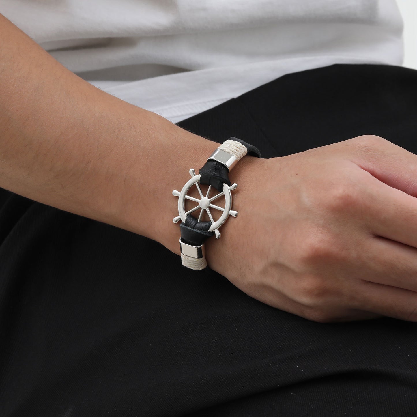 Cross-Border E-Commerce Jewelry Alloy Rudder Rope Bracelet