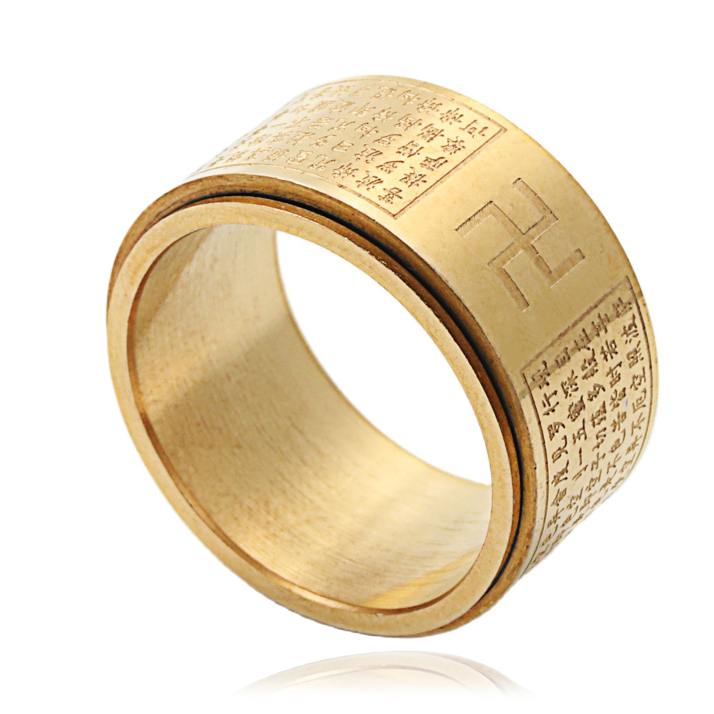 Titanium Steel Buddha-Inspired Retro Ring for Men - Trendy Punk Style in Sizes 8-12