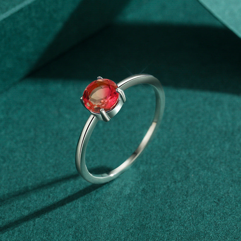 Everyday Genie Sterling Silver Watermelon Tourmaline Ring for Women - Size 5-10