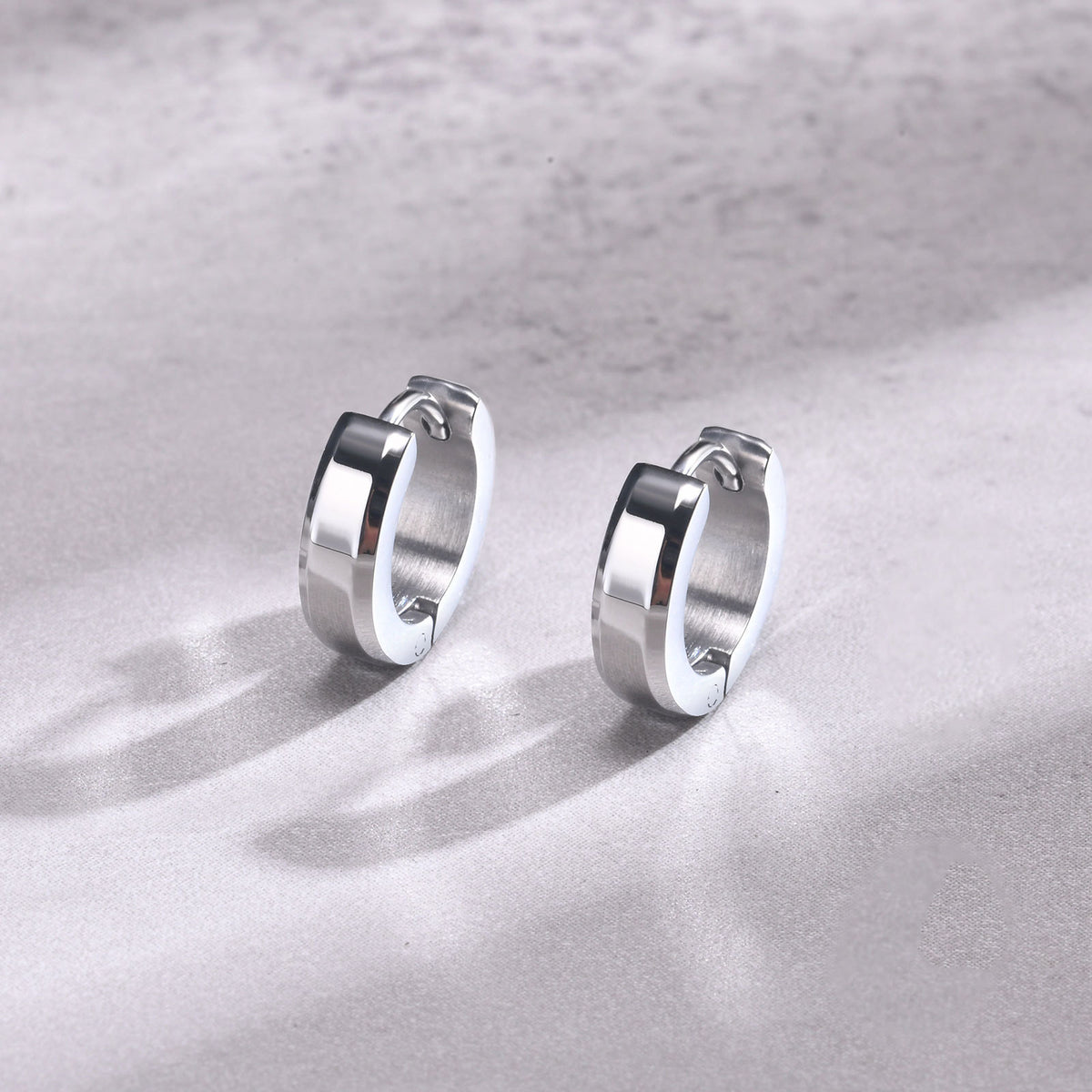 Stainless Steel Huggie Hoop Earrings — Single