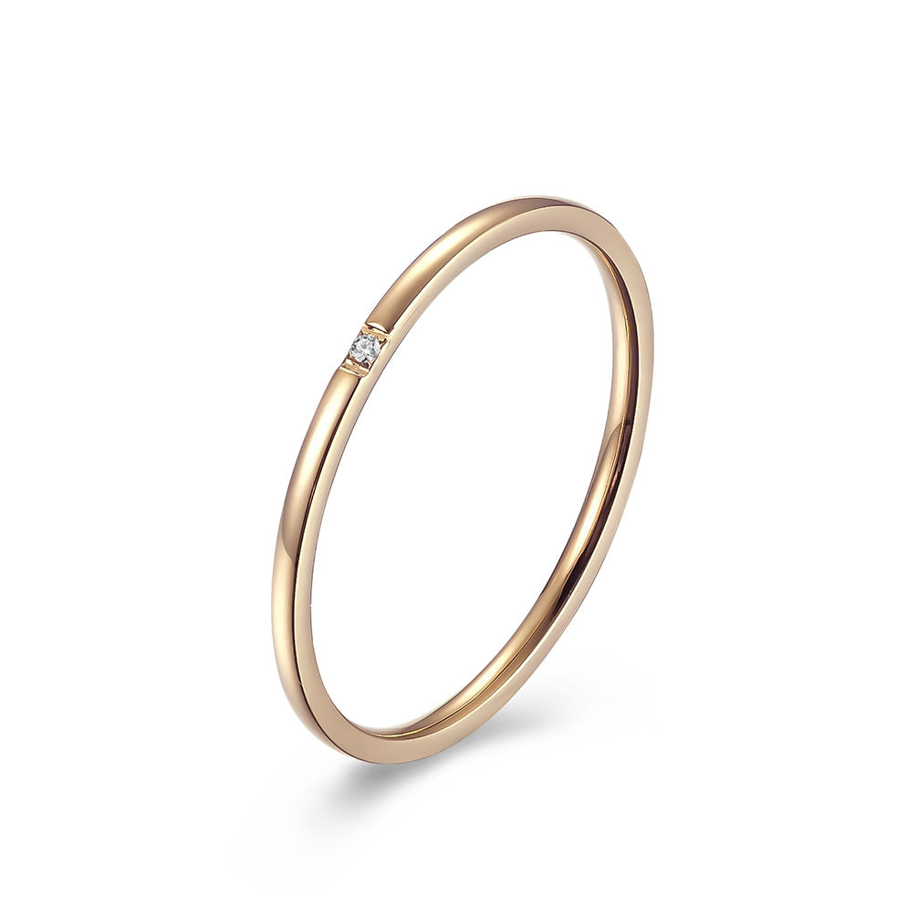 Korean Simple 1mm Zircon Stackable Women's Ring Jewelry