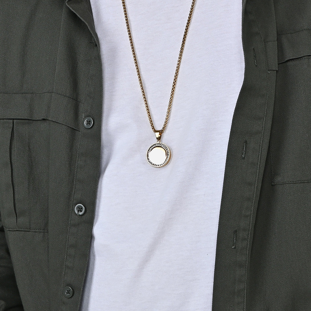 Cross-Border E-Commerce Jewelry Supply Rotatable Round Necklace