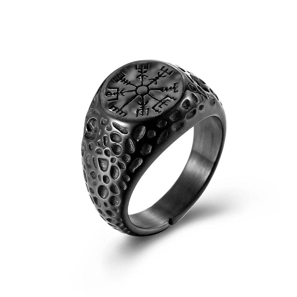 Cross-Border Amazon Nordic Viking Compass Titanium Steel Ring