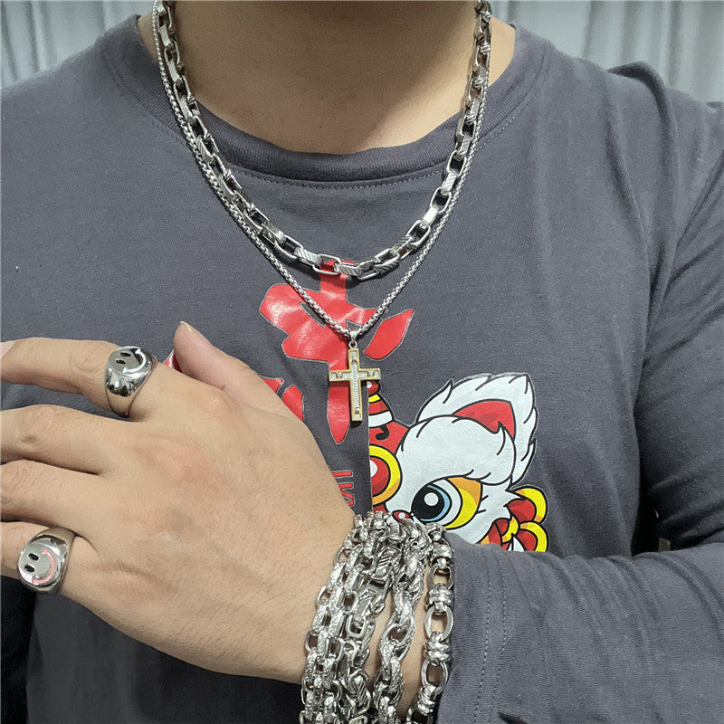 Personalized Retro Titanium Steel Cross Pendant Necklace for Trendy Men