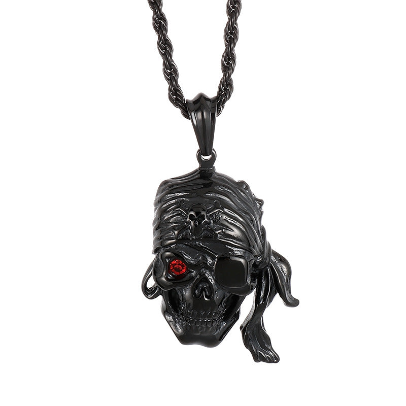 Planderful Collection: Vintage Zircon Skull Pirate Men's Pendant