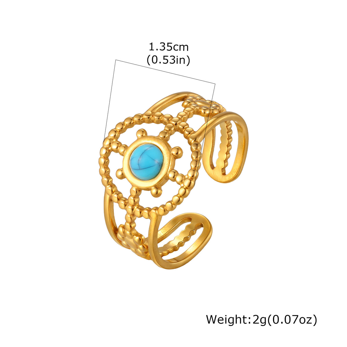 Stainless Steel Casual Gentle Cure Turquoise Triple Open Ring