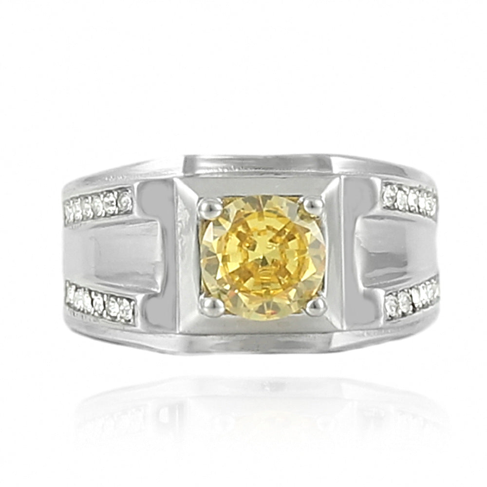 Trendy Multicolor Gemstone Ring for Men and Women - Personalized Titanium Steel Jewelry