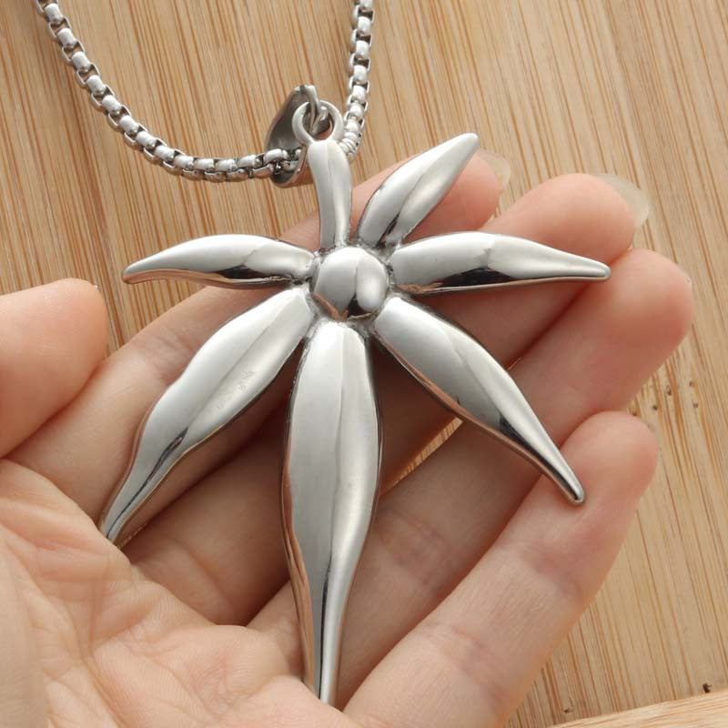 Customized Titanium Steel Floral Pendant - Retro Punk Necklace for Men and Women by Planderful