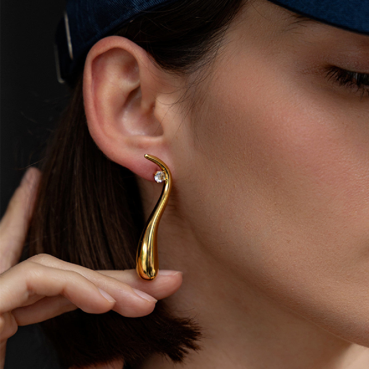 Planderful Vienna Verve Stainless Steel Water Drop Ear Clips Zircon C Shape Non Piercing For Women