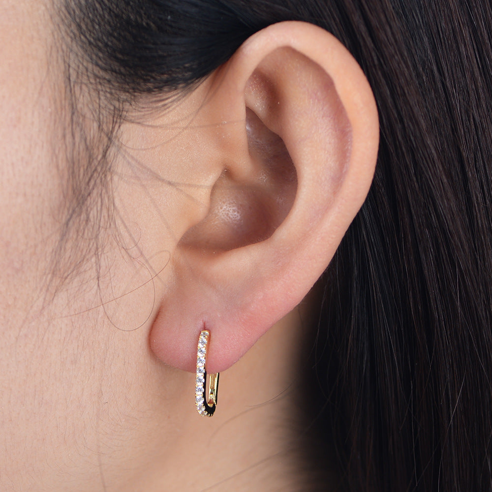 European and American Cross-Border S925 Sterling Silver Oval Zircon Earrings