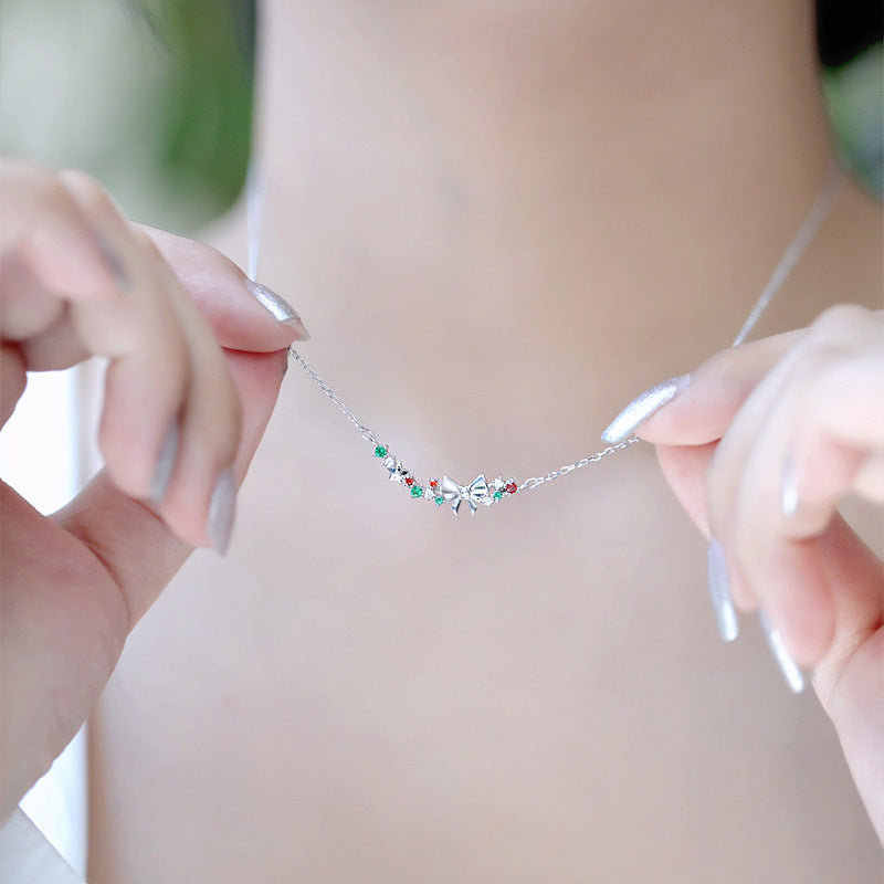 Autumn and Winter New S925 Sterling Silver Bow Necklace