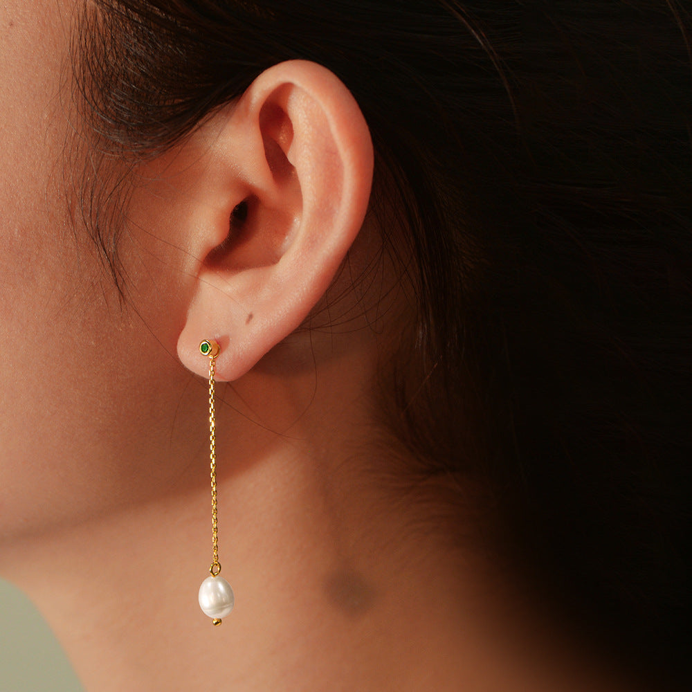 Planderful S925 Sterling Silver Pearl Fringe Earrings For Women Fresh Natural Pearls Luxury Long Jewelry