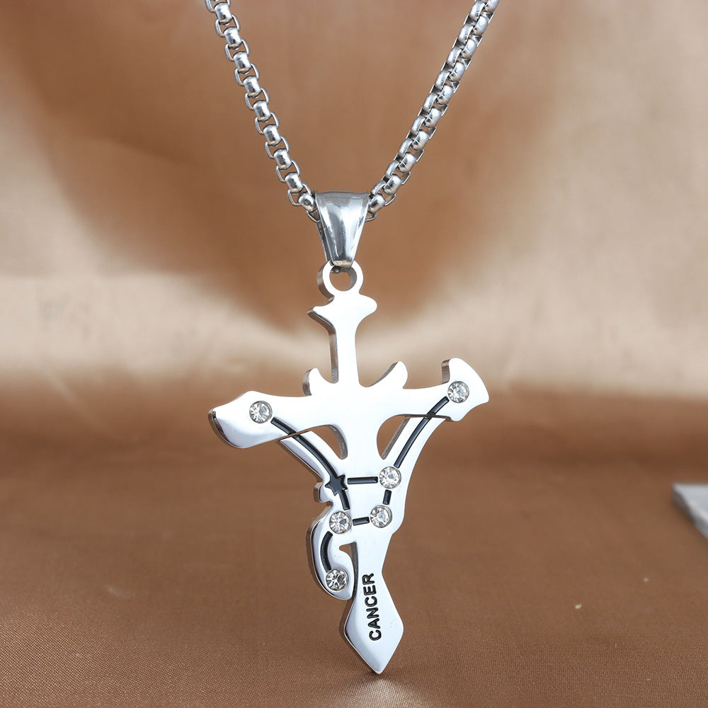 European And American Stainless Steel Constellation Cross Pendant