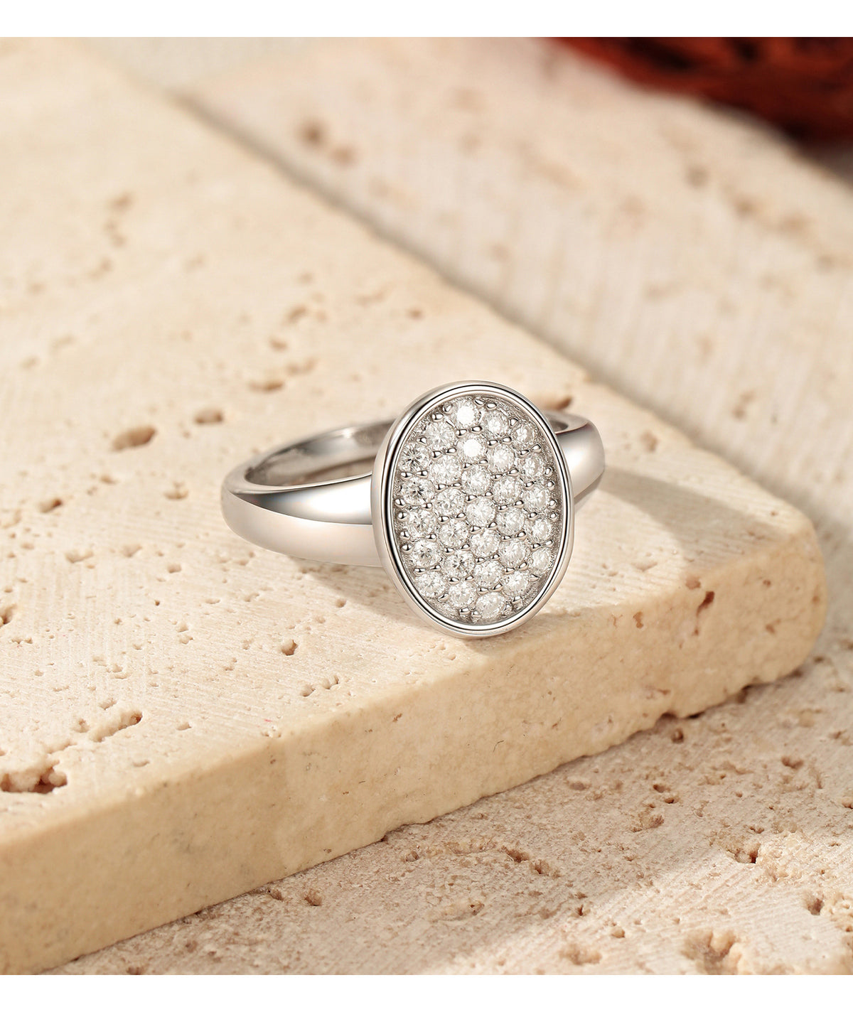 S925 Sterling Silver Vintage Button Moissanite Ring