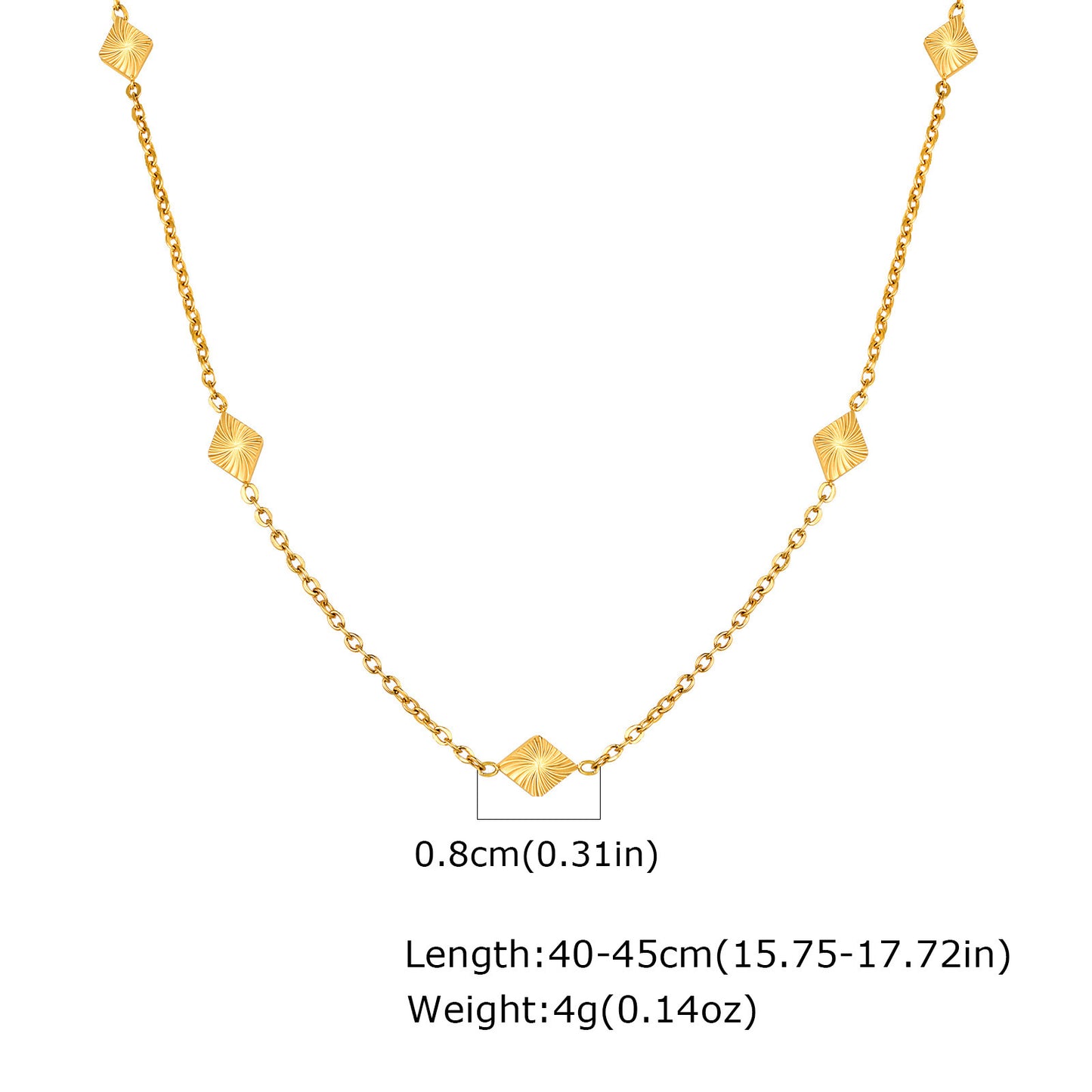 Stainless Steel Sun Moon Stars Geometric Gold Necklace Women