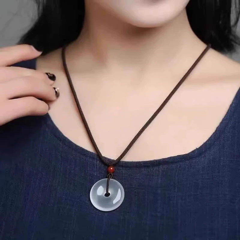White Chalcedony Peace Buckle Pendant