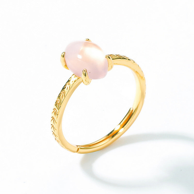 Marquise Shape Pink Crystal Opening Silver Ring