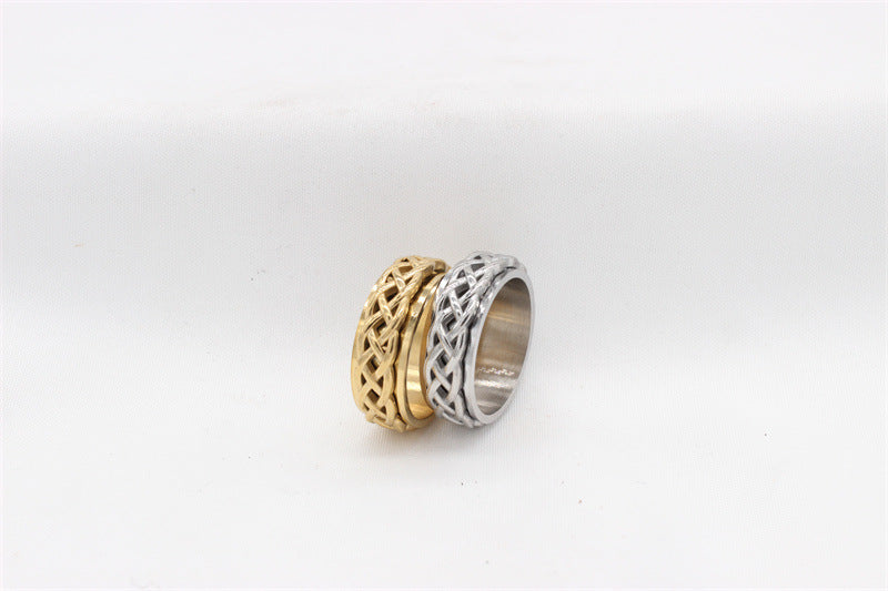 Titanium Steel Ring Rotatable Woven Design For Men And Unisex By Planderful Premium Durable