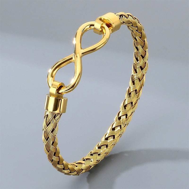 Stainless Steel Infinite Symbol Bracelet – Infinite Love Woven Titanium Steel Advanced