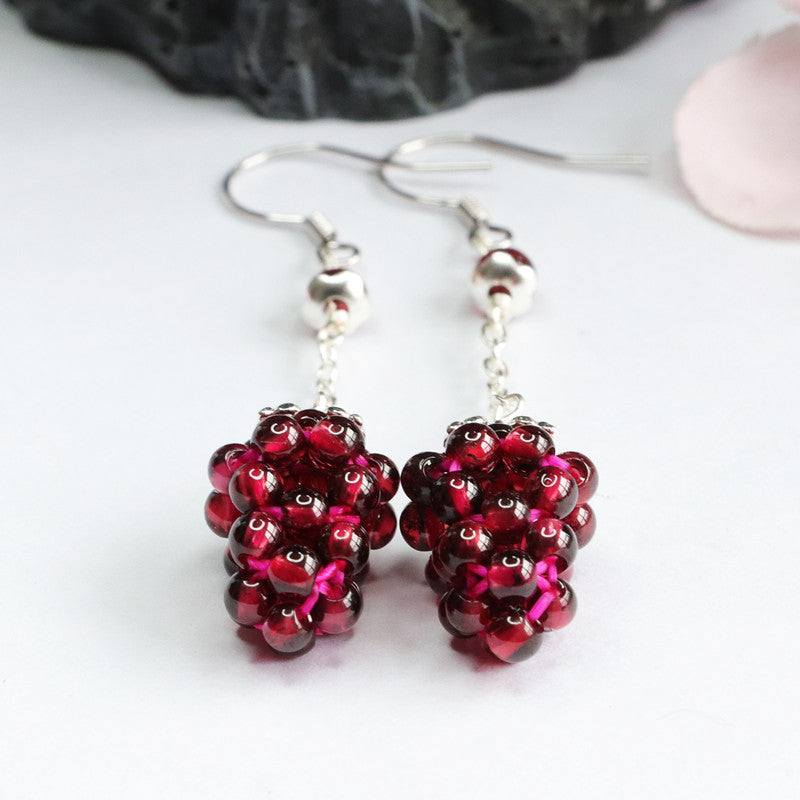 Garnet 925 Silver Hook Earrings