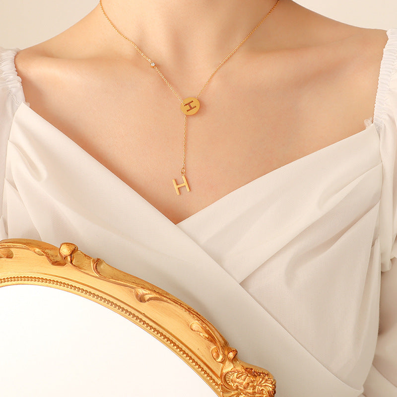 Golden Y-Shaped Tassel Zircon Necklace - Hip-Hop Style