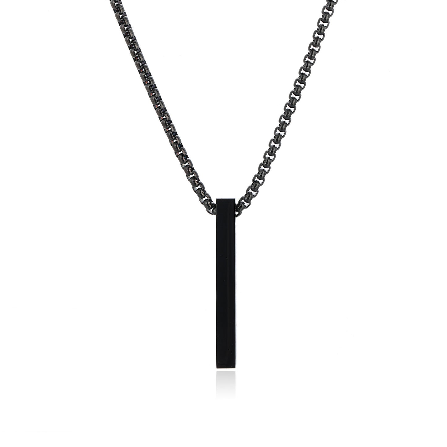 Planderful Jewelry Stainless Steel Long Square Pendant Necklace For Men Collarbone Chain Hip Hop Style