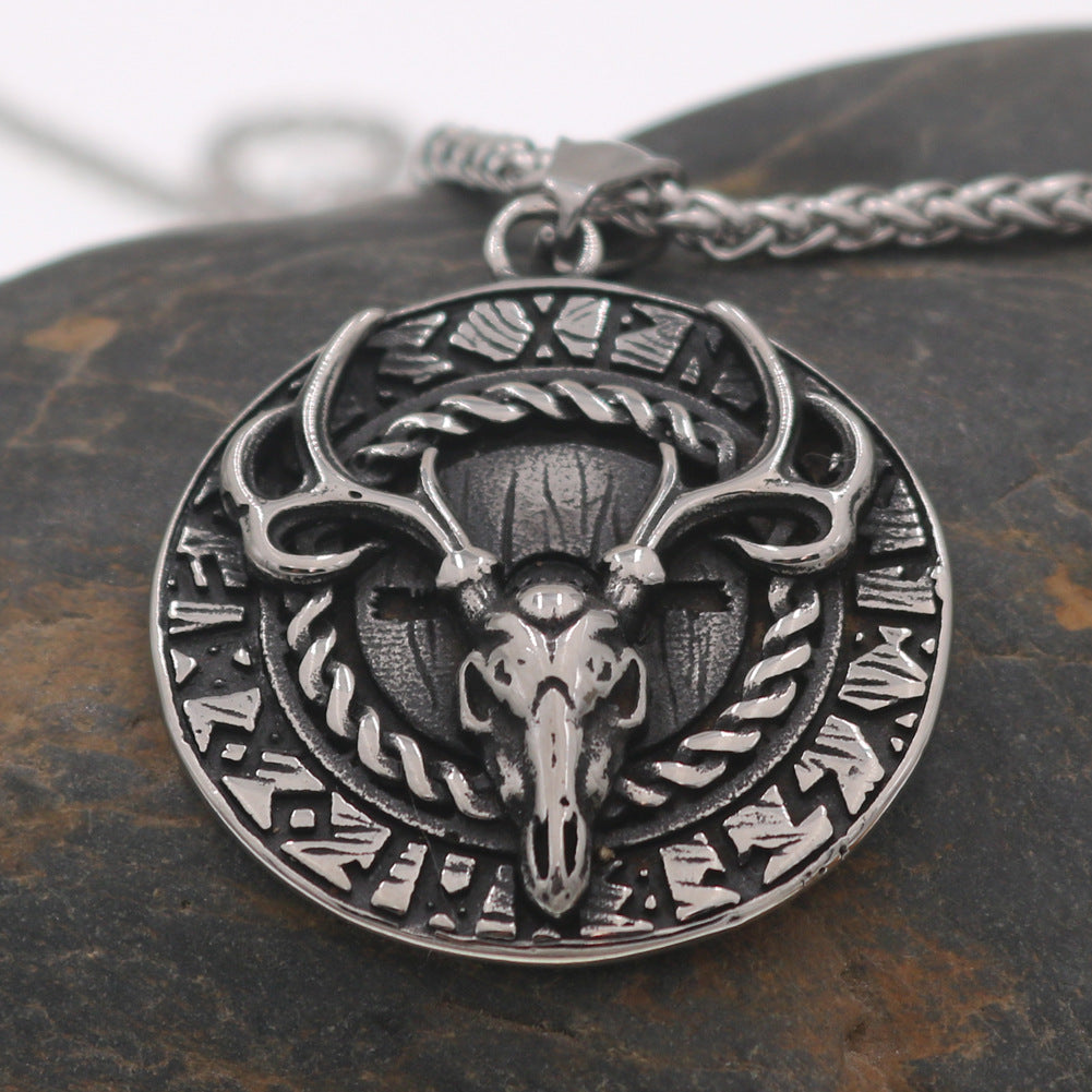 Viking Odin Mythology Deer Head Talisman Necklace - Norse Legacy Collection
