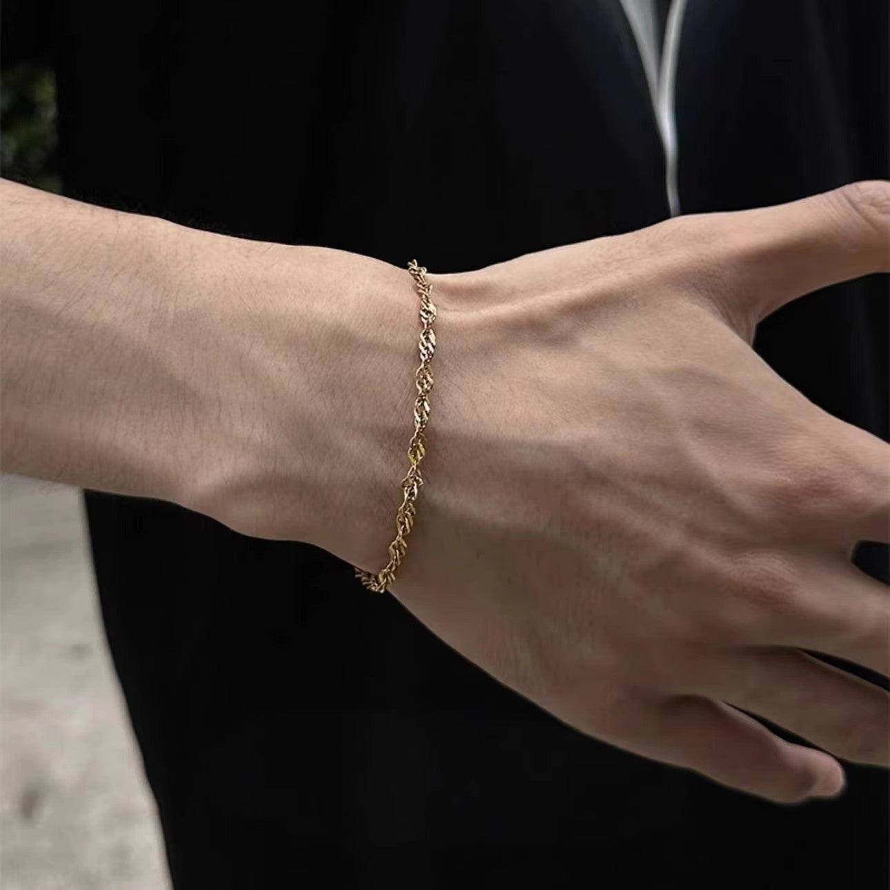 Planderful Jewelry Stainless Steel Chain Bracelet Set Two Piece Minimalist Fashion Jewelry