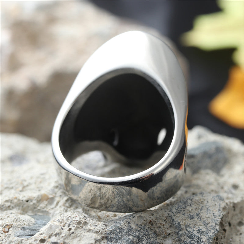 Titanium Steel Retro Skull Ring for Men - Hipster Punk Captain Design