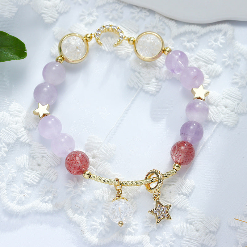 Lavender Amethyst Crystal Bracelet with Star and Moon Crystals