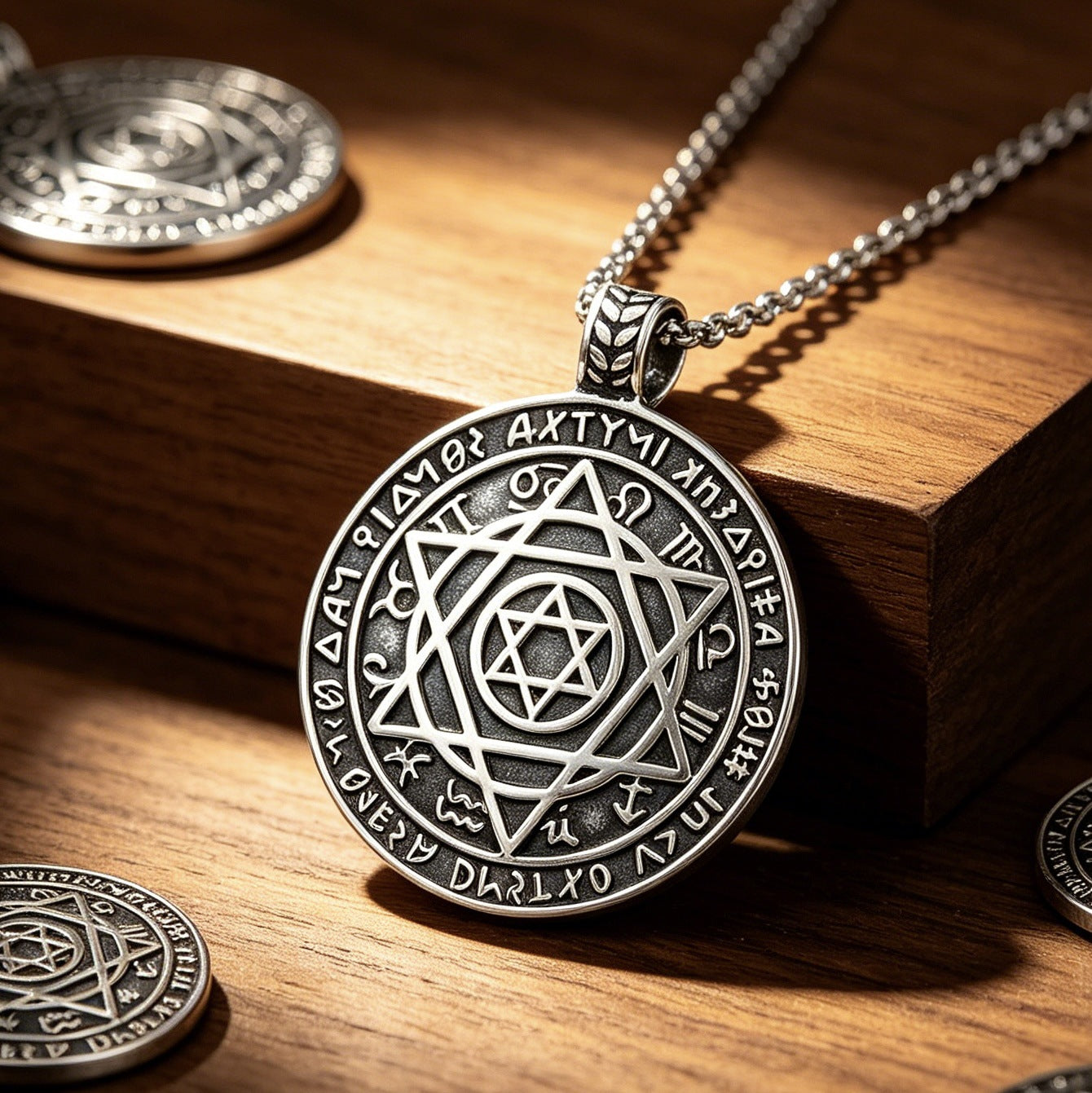 Hexagram Pendant Stainless Steel For Men Unisex Edgy Retro Punk Protection Statement Planderful